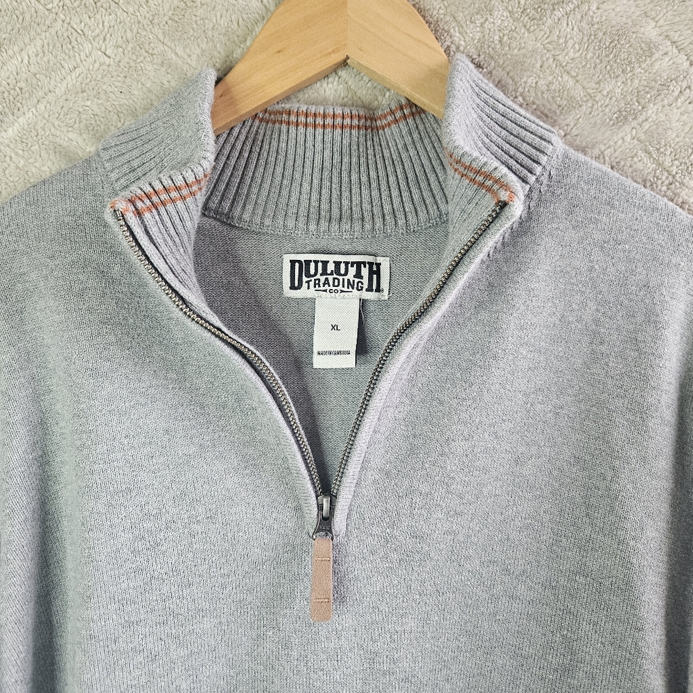 Cozy Utility Duluth Trading Gray Quarter Zip Knit‎ Pullover XL Casual Layer